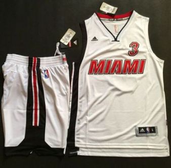 Miami Heat #3 Dwyane Wade White Throwback A Set Stitched NBA Jersey