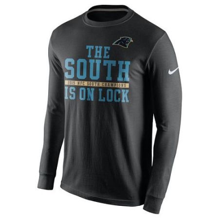 Men's Carolina Panthers Nike Charcoal 2015 NFC South Division Champions Long Sleeves T-Shirt