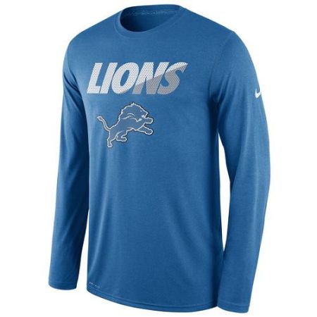 Men's Detroit Lions Nike Blue Legend Staff Practice Long Sleeve Performance T-Shirt