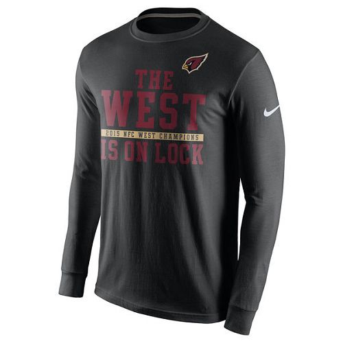 Men's Arizona Cardinals Nike Black 2015 NFC West Division Champions Long Sleeves T-Shirt