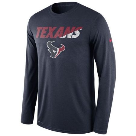 Men's Houston Texans Nike Navy Legend Staff Practice Long Sleeves Performance T-Shirt