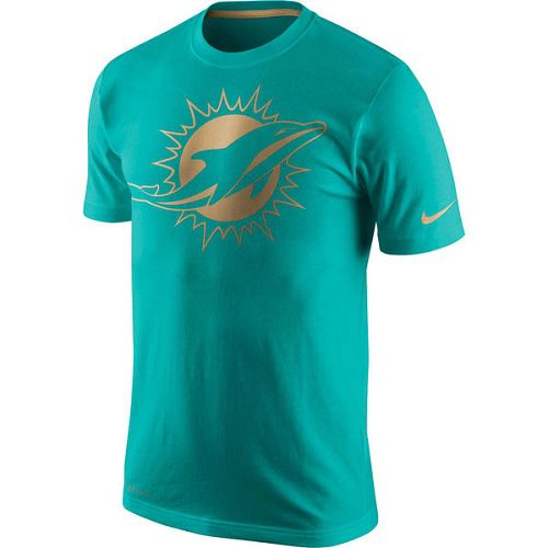 Men's Miami Dolphins Nike Aqua Championship Drive Gold Collection Performance T-Shirt