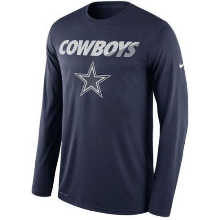 Men's Dallas Cowboys Nike Navy Legend Staff Practice Long Sleeves Performance T-Shirt