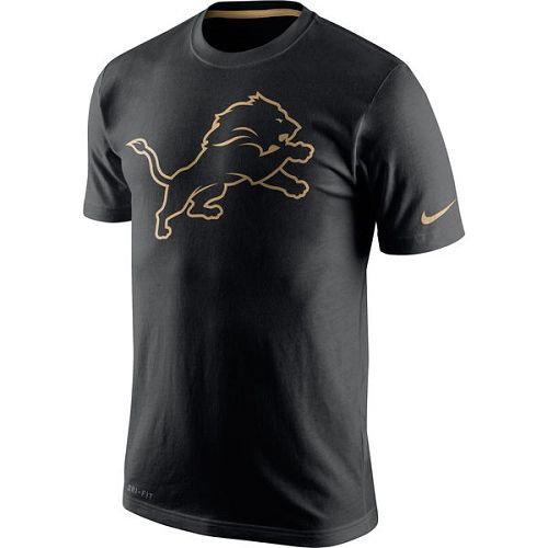 Men's Detroit Lions Nike Black Championship Drive Gold Collection Performance T-Shirt