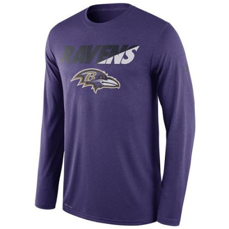 Men's Baltimore Ravens Nike Purple Legend Staff Practice Long Sleeves Performance T-Shirt