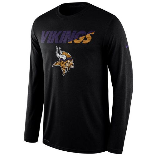 Men's Minnesota Vikings Nike Black Legend Staff Practice Long Sleeves Performance T-Shirt