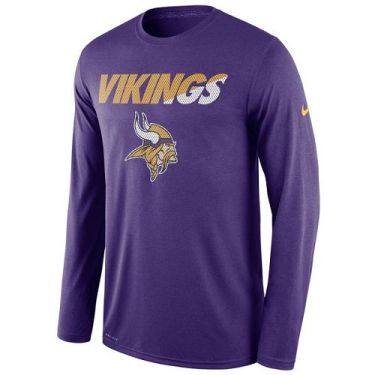 Men's Minnesota Vikings Nike Purple Legend Staff Practice Long Sleeves Performance T-Shirt