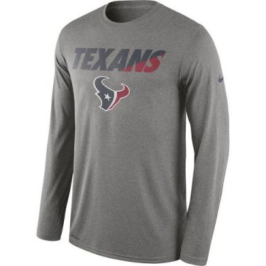 Men's Houston Texans Nike Heather Gray Legend Staff Practice Long Sleeves Performance T-Shirt