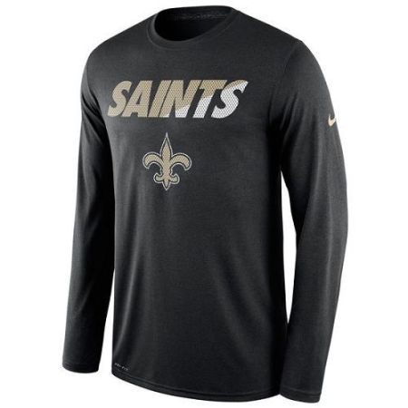 Men's New Orleans Saints Nike Black Legend Staff Practice Long Sleeves Performance T-Shirt
