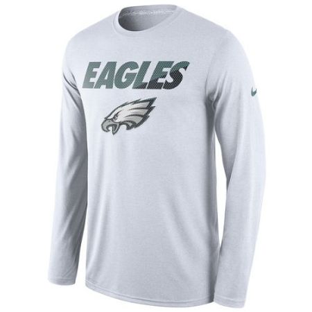 Men's Philadelphia Eagles Nike White Legend Staff Practice Long Sleeves Performance T-Shirt