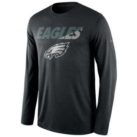 Men's Philadelphia Eagles Nike Black Legend Staff Practice Long Sleeves Performance T-Shirt