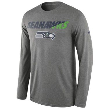 Men's Seattle Seahawks Nike Charcoal Legend Staff Practice Long Sleeves Performance T-Shirt