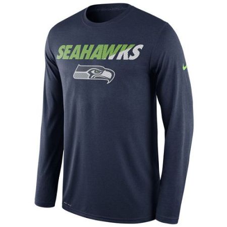 Men's Seattle Seahawks Nike Navy Legend Staff Practice Long Sleeves Performance T-Shirt
