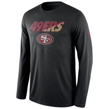Men's San Francisco 49ers Nike Black Legend Staff Practice Long Sleeves Performance T-Shirt