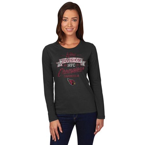 Women Arizona Cardinals Majestic Black 2015 NFC West Division Champions Long Sleeves T-Shirt
