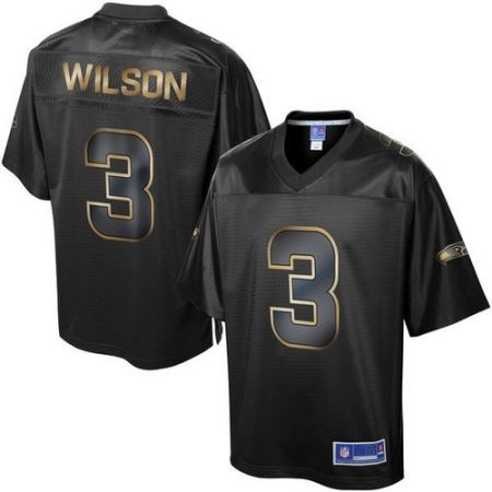 Nike Seattle Seahawks #3 Russell Wilson Pro Line Black Gold Collection Men's Stitched NFL Game Jersey