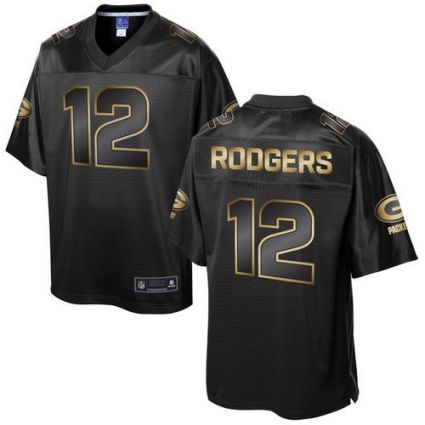 Nike Green Bay Packers #12 Aaron Rodgers Pro Line Black Gold Collection Men's Stitched NFL Game Jersey