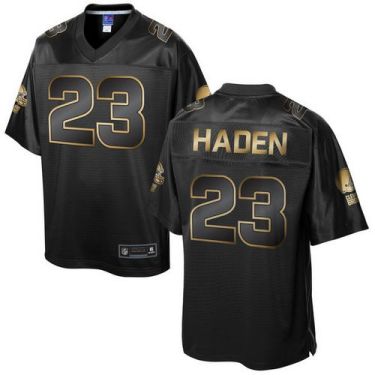 Nike Cleveland Browns #23 Joe Haden Pro Line Black Gold Collection Men's Stitched NFL Game Jersey