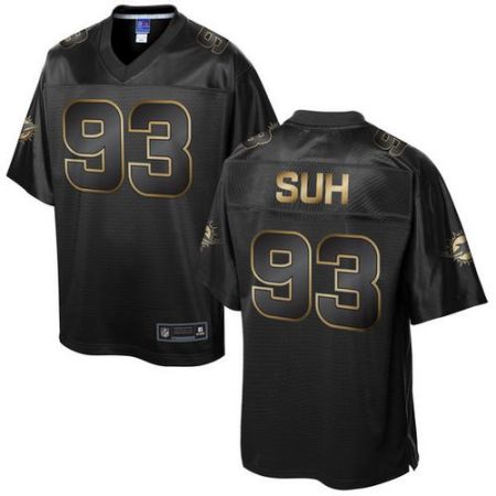 Nike Miami Dolphins #93 Ndamukong Suh Pro Line Black Gold Collection Men's Stitched NFL Game Jersey