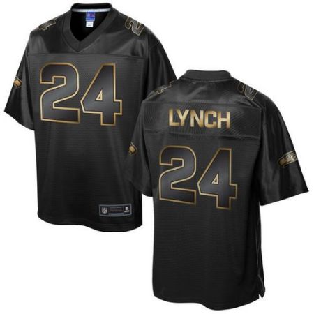 Nike Seattle Seahawks #24 Marshawn Lynch Pro Line Black Gold Collection Men's Stitched NFL Game Jersey
