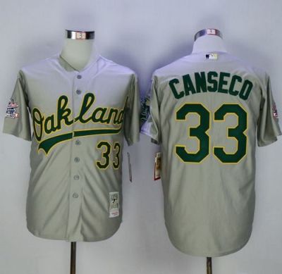 Mitchell And Ness Oakland Athletics #33 Jose Canseco Grey Throwback Stitched MLB Jersey