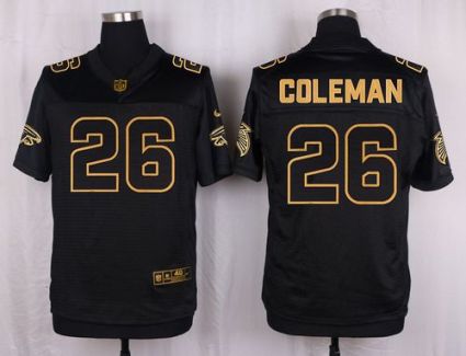 Nike Atlanta Falcons #26 Tevin Coleman Black Men's Stitched NFL Elite Pro Line Gold Collection Jersey