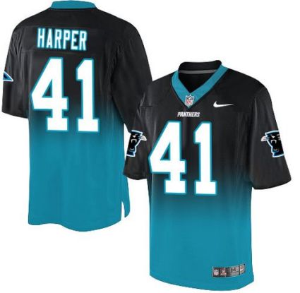 Nike Carolina Panthers #41 Roman Harper BlackBlue Men's Stitched NFL Elite Fadeaway Fashion Jersey