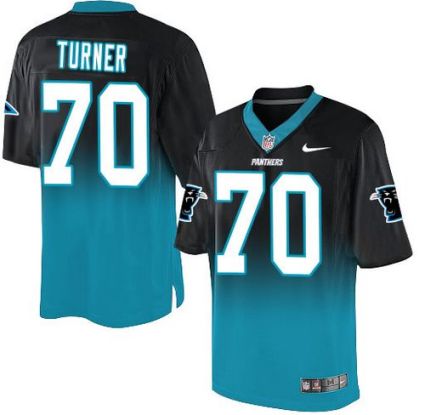 Nike Carolina Panthers #70 Trai Turner BlackBlue Men's Stitched NFL Elite Fadeaway Fashion Jersey