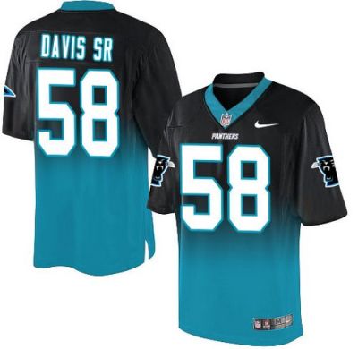 Nike Carolina Panthers #58 Thomas Davis Sr BlackBlue Men's Stitched NFL Elite Fadeaway Fashion Jersey