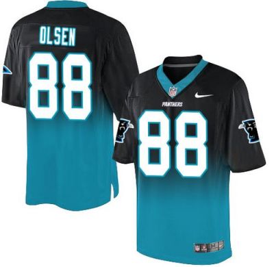 Nike Carolina Panthers #88 Greg Olsen BlackBlue Men's Stitched NFL Elite Fadeaway Fashion Jersey