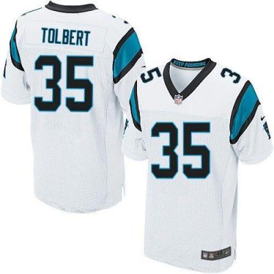 Nike Carolina Panthers #35 Mike Tolbert White Men's Stitched NFL Elite Jersey
