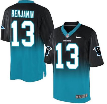 Nike Carolina Panthers #13 Kelvin Benjamin BlackBlue Men's Stitched NFL Elite Fadeaway Fashion Jersey