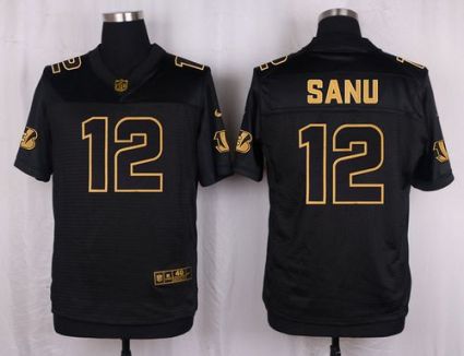 Nike Cincinnati Bengals #12 Mohamed Sanu Black Men's Stitched NFL Elite Pro Line Gold Collection Jersey