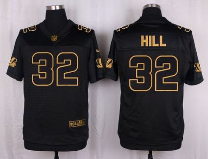 Nike Cincinnati Bengals #32 Jeremy Hill Black Men's Stitched NFL Elite Pro Line Gold Collection Jersey