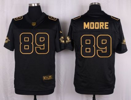 Nike Miami Dolphins #89 Nat Moore Black Men's Stitched NFL Elite Pro Line Gold Collection Jersey