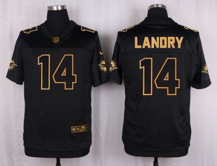 Nike Miami Dolphins #14 Jarvis Landry Black Men's Stitched NFL Elite Pro Line Gold Collection Jersey