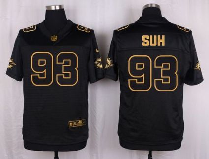 Nike Miami Dolphins #93 Ndamukong Suh Black Men's Stitched NFL Elite Pro Line Gold Collection Jersey