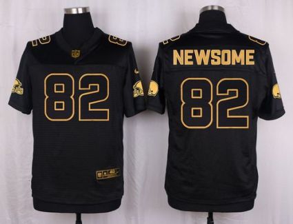 Nike Cleveland Browns #82 Ozzie Newsome Black Men's Stitched NFL Elite Pro Line Gold Collection Jersey