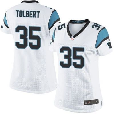 Women Nike Panthers #35 Mike Tolbert White Stitched NFL Elite Jersey