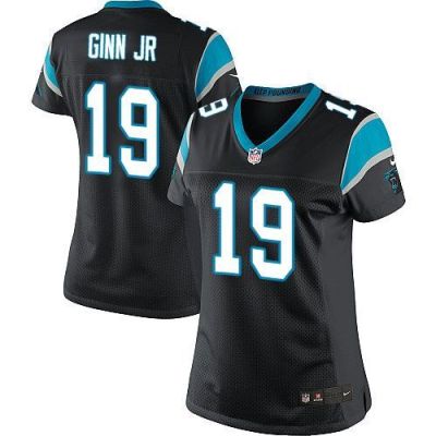 Women Nike Panthers #19 Ted Ginn Jr Black Team Color Stitched NFL Elite Jersey