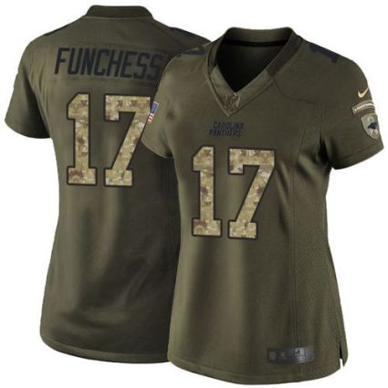 Women Nike Panthers #17 Devin Funchess Green Stitched NFL Limited Salute To Service Jersey