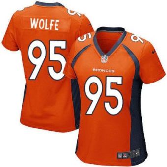 Women Nike Broncos #95 Derek Wolfe Orange Team Color Stitched NFL New Elite Jersey
