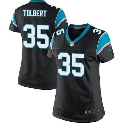Women Nike Panthers #35 Mike Tolbert Black Team Color Stitched NFL Elite Jersey