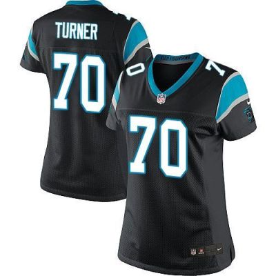 Women Nike Panthers #70 Trai Turner Black Team Color Stitched NFL Elite Jersey