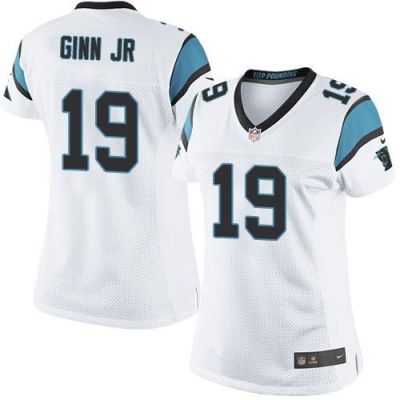 Women Nike Panthers #19 Ted Ginn Jr White Stitched NFL Elite Jersey
