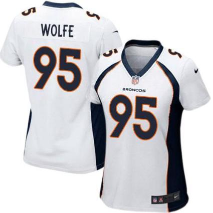Women Nike Broncos #95 Derek Wolfe White Stitched NFL New Elite Jersey