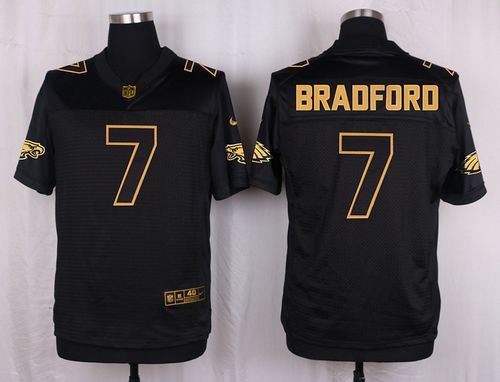 Nike Philadelphia Eagles #7 Sam Bradford Black Men's Stitched NFL Elite Pro Line Gold Collection Jersey