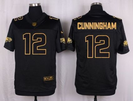 Nike Philadelphia Eagles #12 Randall Cunningham Black Men's Stitched NFL Elite Pro Line Gold Collection Jersey