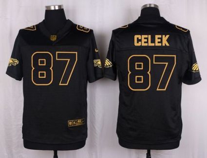 Nike Philadelphia Eagles #87 Brent Celek Black Men's Stitched NFL Elite Pro Line Gold Collection Jersey