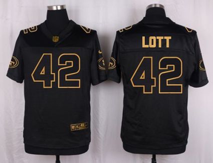 Nike San Francisco 49ers #42 Ronnie Lott Black Men's Stitched NFL Elite Pro Line Gold Collection Jersey